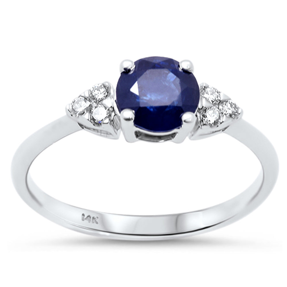 SPECIAL!1.02ct Gemstones G SI 14K White Gold Diamond & Blue Sapphire Gemstone Ring Size 6.5