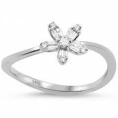 SPECIAL! .11ct G SI 14K White Gold Diamond Flower Diamond Ring Size 6.5