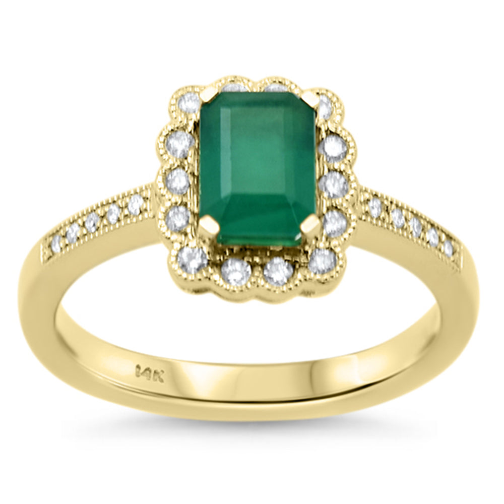 SPECIAL!1.24ct Gemstones G SI 14K Yellow Gold Diamond & Emerald Gemstone Ring Size 6.5