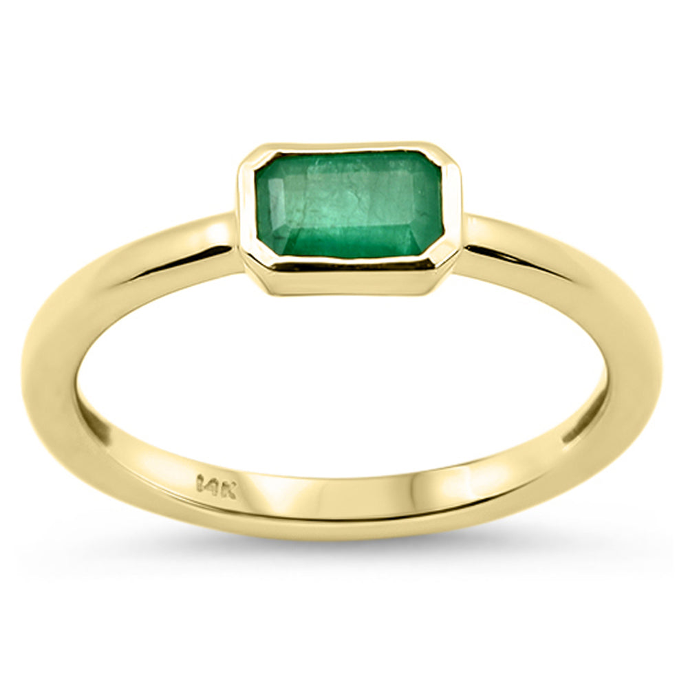 SPECIAL!.50ct G SI 14K Yellow Gold Bezel Set Emerald Gemstone Ring Size 6.5