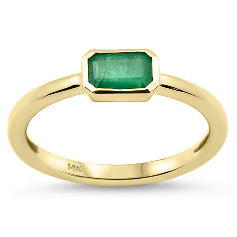 SPECIAL!.50ct G SI 14K Yellow Gold Bezel Set Emerald Gemstone Ring Size 6.5