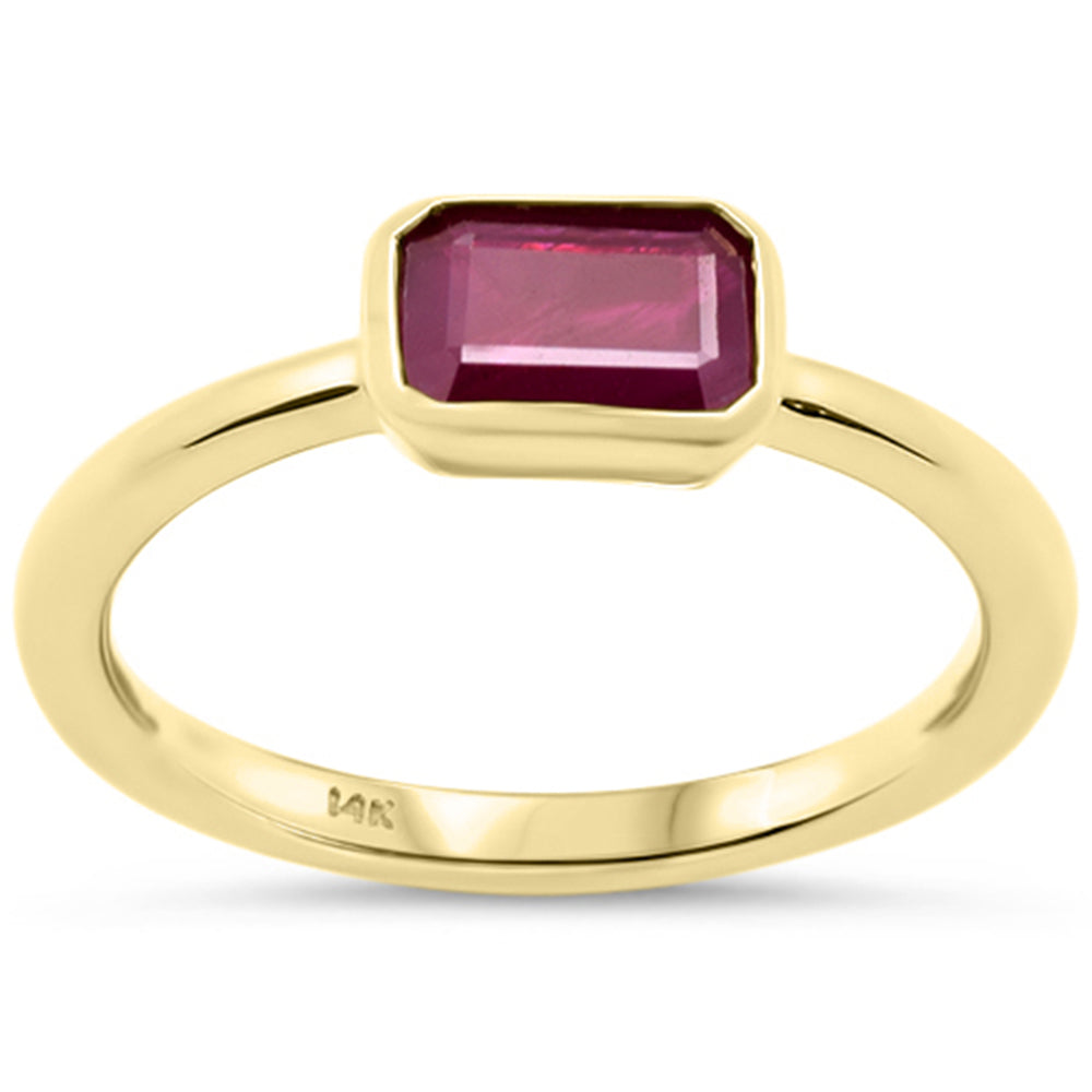 SPECIAL!1.03ct G SI 14K Yellow Gold Bezel Set Ruby Gemstone Ring Size 6.5