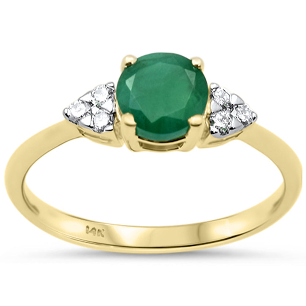 SPECIAL!.94ct G SI 14K Yellow Gold Diamond & Emerald Gemstone Ring Size 6.5