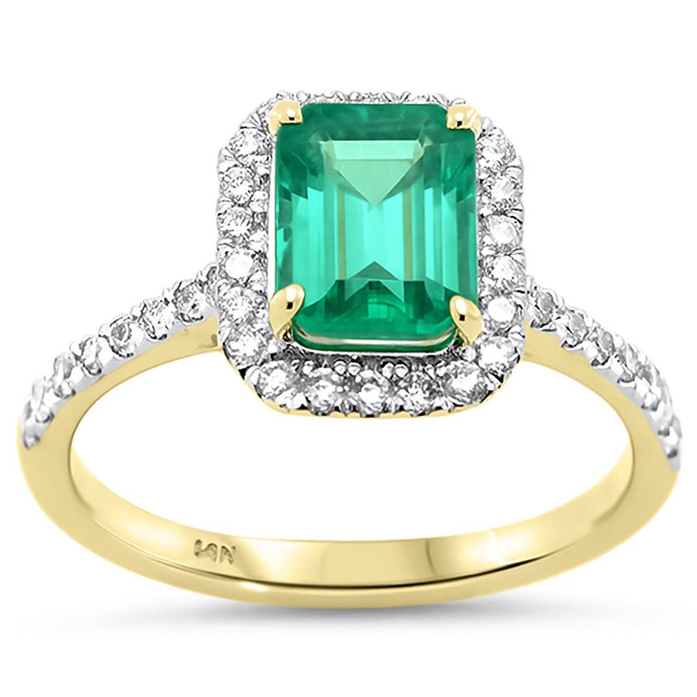 SPECIAL!1.91ct G SI 14K Yellow Gold Diamond & Emerald Gemstone Ring Size 6.5