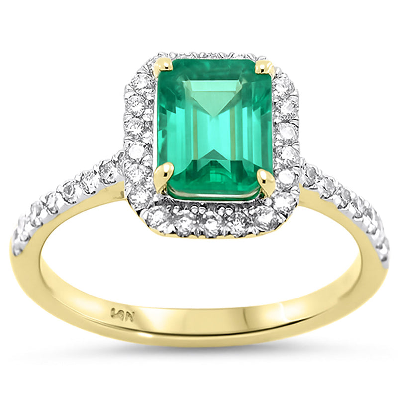 SPECIAL!1.91ct G SI 14K Yellow Gold Diamond & Emerald Gemstone Ring Size 6.5