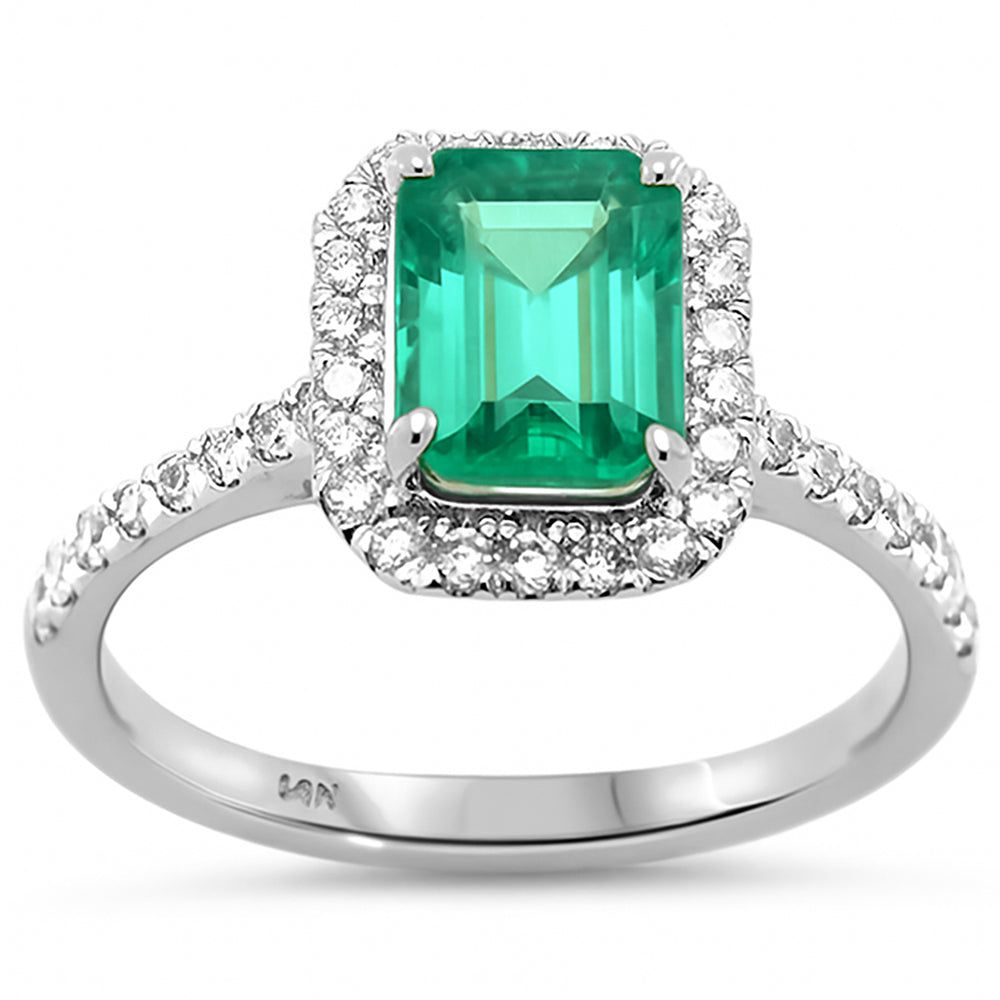 SPECIAL!2.44ct G SI 14K White Gold Diamond & Emerald Gemstone Ring Size 6.5