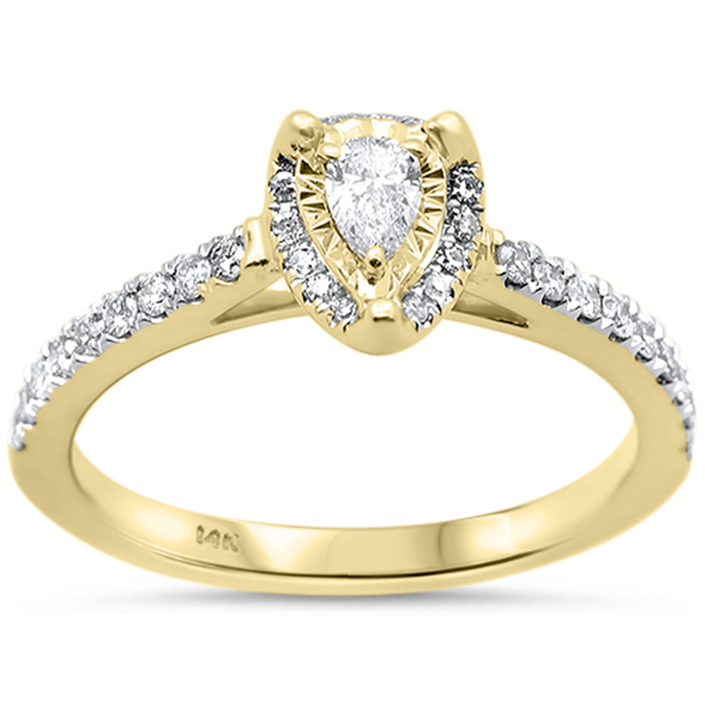SPECIAL!.38ct G SI 14K Yellow Gold Pear Shape Diamond Solitaire Ring Size 6.5
