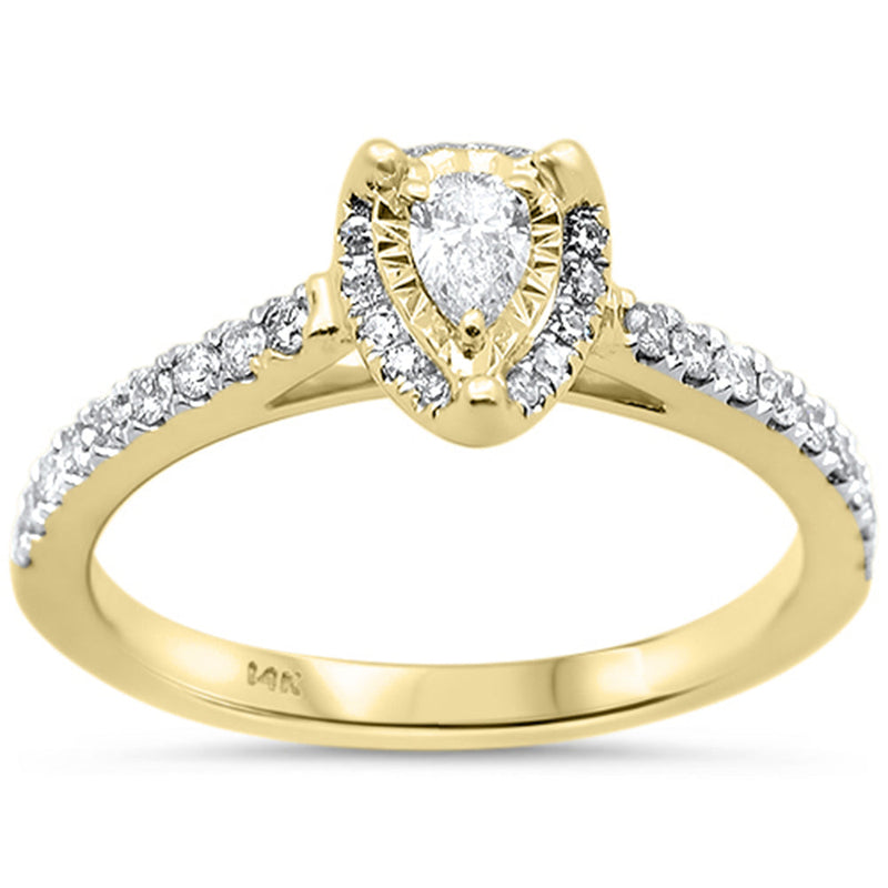 SPECIAL!.38ct G SI 14K Yellow Gold Pear Shape Diamond Solitaire Ring Size 6.5