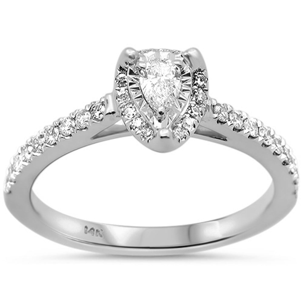 SPECIAL!.37ct G SI 14K White Gold Pear Shape Diamond Solitaire Ring Size 6.5