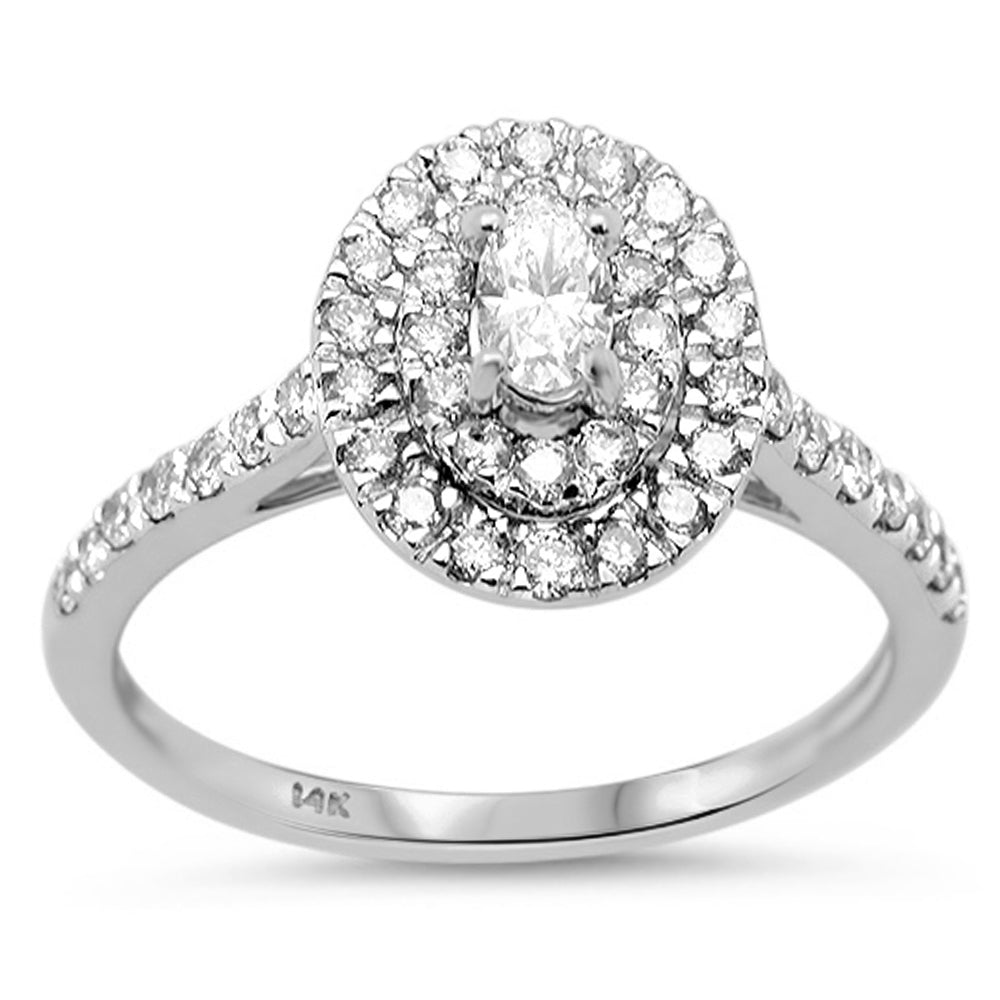SPECIAL!.76ct G SI 14K White Gold Diamond Oval Shape Diamond Engagment Ring Size 6.5