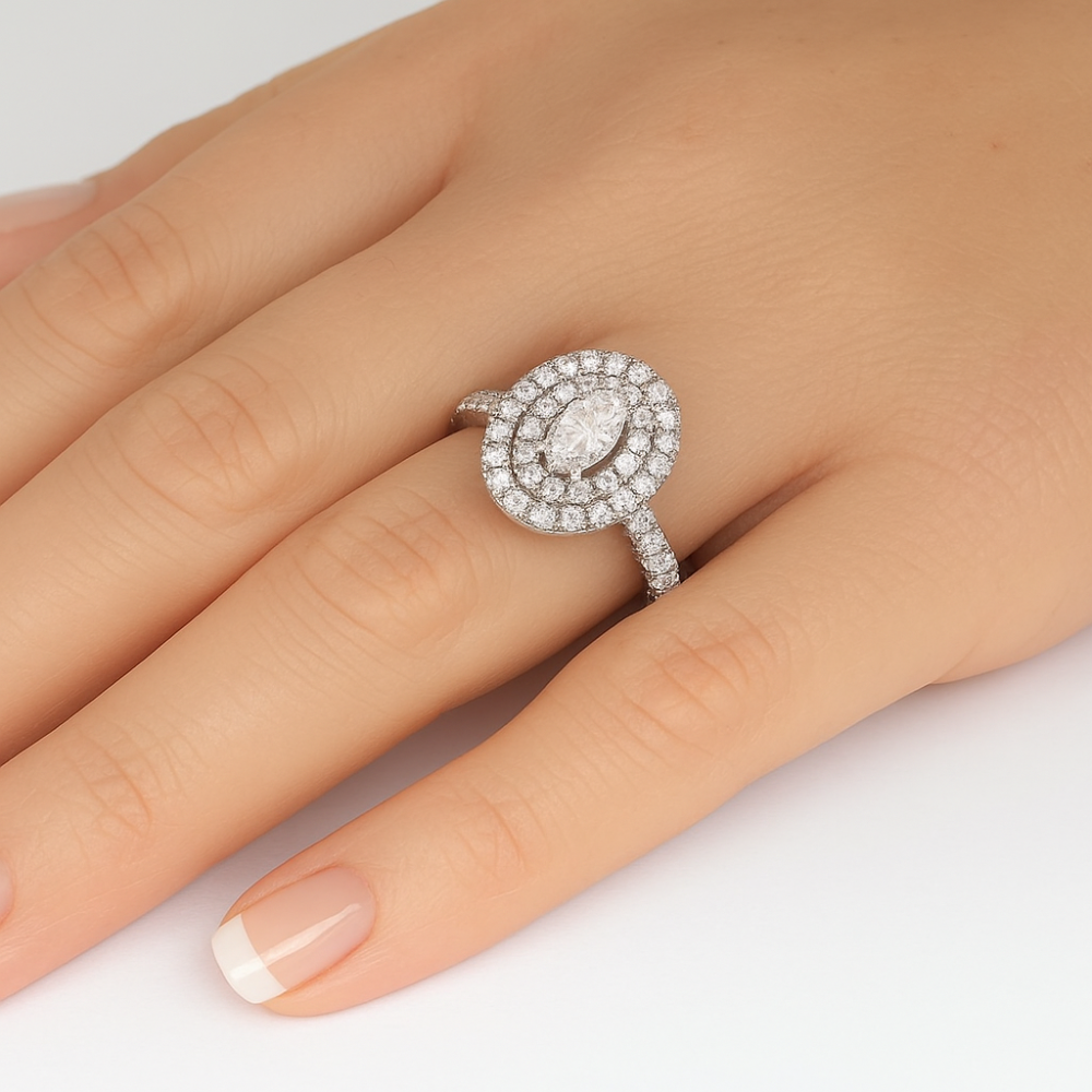 SPECIAL!.76ct G SI 14K White Gold Diamond Oval Shape Diamond Engagment Ring Size 6.5
