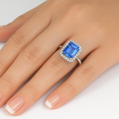 SPECIAL!2.99ct G SI 14K White Gold Diamond & Tanzanite Gemstone Ring Size 6.5