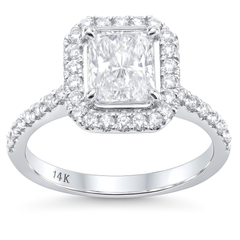 SPECIAL!1.40ct G SI 14K White Gold Diamond Radiant Diamond Engagement Ring Size 6.5