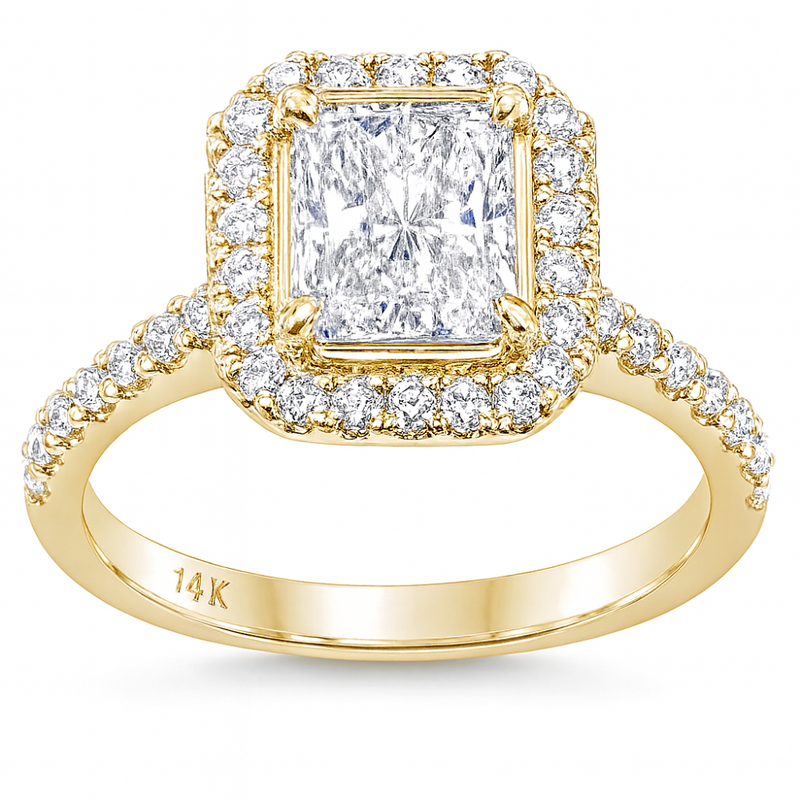 SPECIAL!1.42ct G SI 14K Yellow Gold Diamond Radiant Diamond Engagement Ring Size 6.5