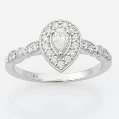 SPECIAL!.38ct G SI 14K White Gold Diamond Pear Shape Diamond Solitaire Ring Size 6.5