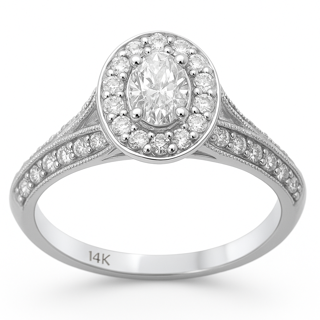 SPECIAL!.71ct G SI 14K White Gold Ovval Diamond Engagement Ring Size 6.5