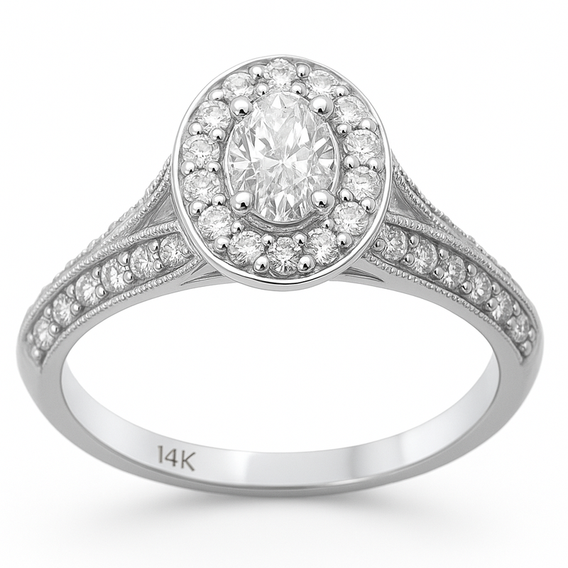 SPECIAL!.71ct G SI 14K White Gold Ovval Diamond Engagement Ring Size 6.5