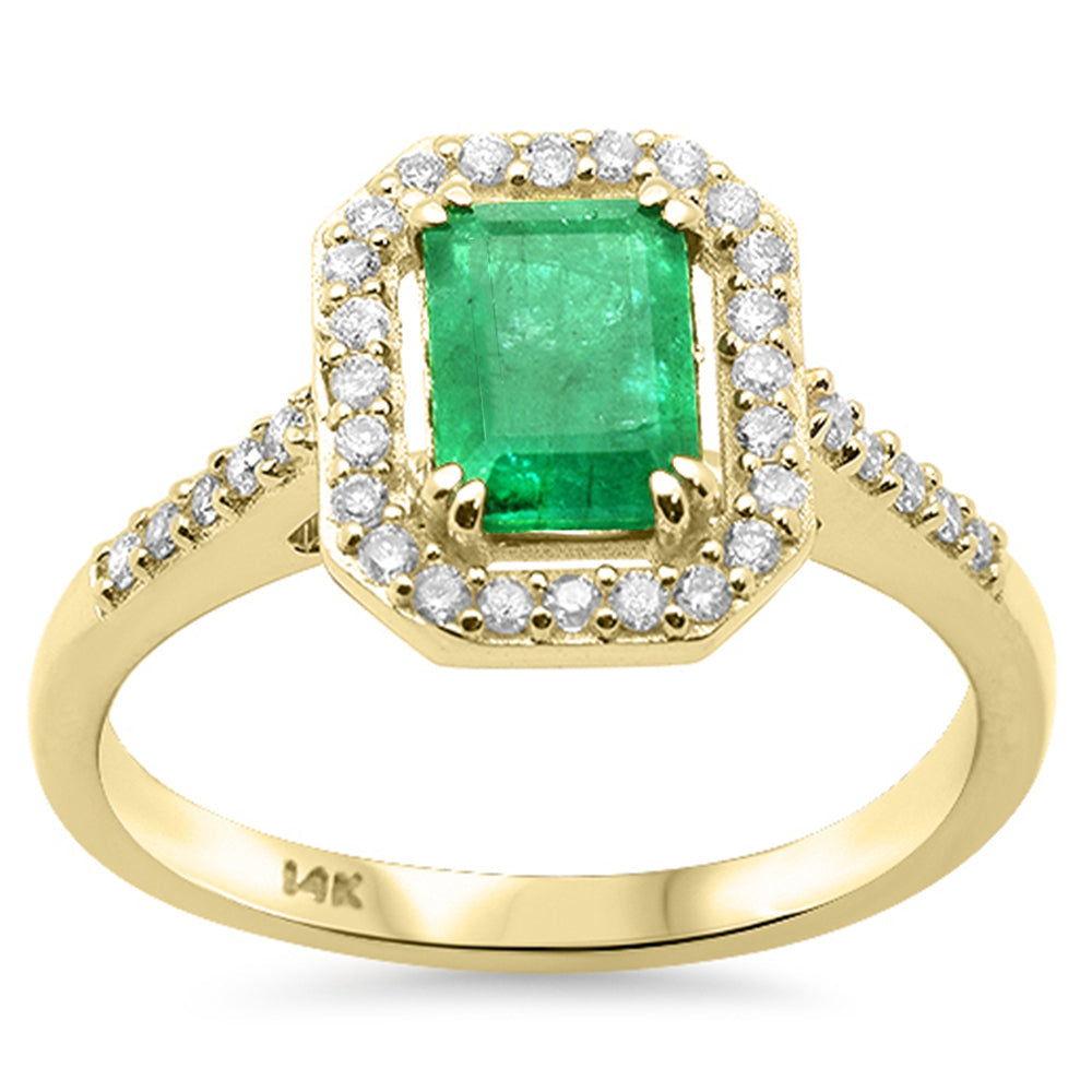 SPECIAL!1.13ct G SI 14K Yellow Gold Diamond & Emerald Gemstone Ring Size 6.5
