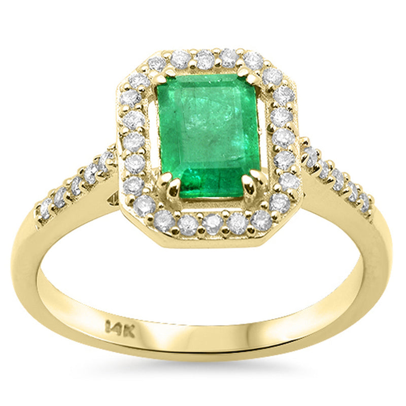 SPECIAL!1.13ct G SI 14K Yellow Gold Diamond & Emerald Gemstone Ring Size 6.5