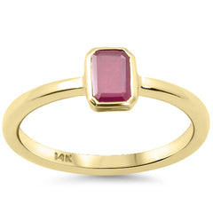 SPECIAL!.75ct G SI 14K Yellow Gold Bezel Set Ruby Gemstone Ring Size 6.5