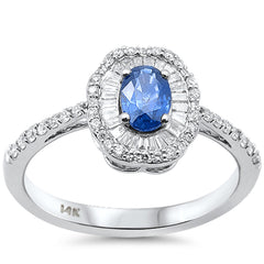 SPECIAL!.95ct G SI 14K White Gold Diamond & Blue Sapphire Gemstone Ring Size 6.5