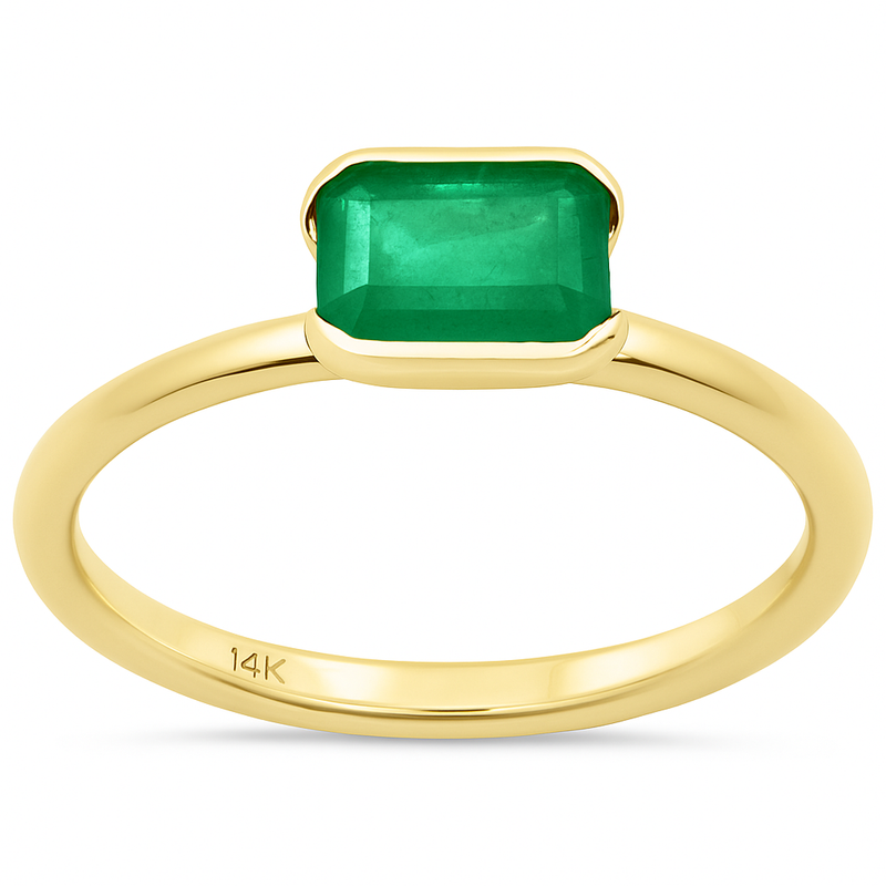 SPECIAL!.73ct G SI 14K Yellow Gold Emerald Gemstone Ring Size 6.5
