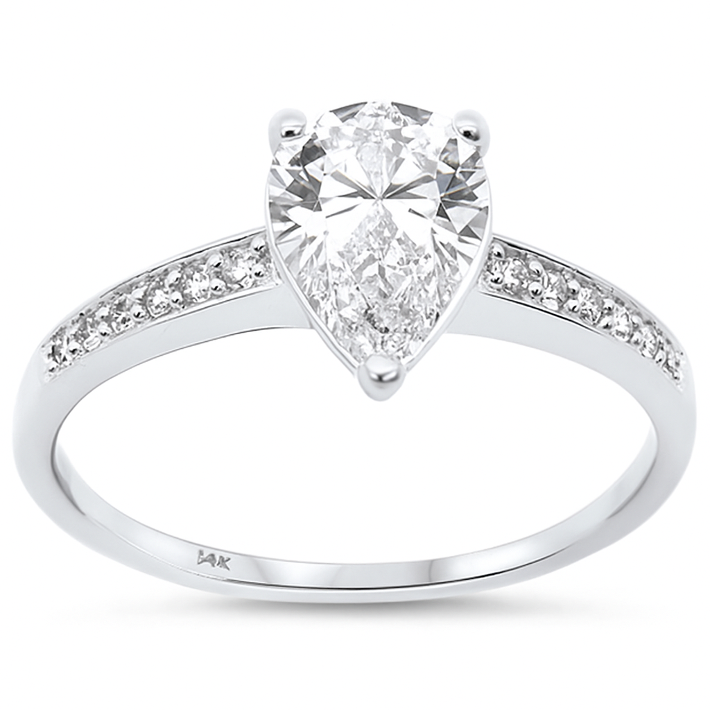 SPECIAL!1.26ct G SI 14K White Gold Pear Diamond Engagement Ring Size 6.5