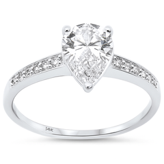 SPECIAL!1.26ct G SI 14K White Gold Pear Diamond Engagement Ring Size 6.5