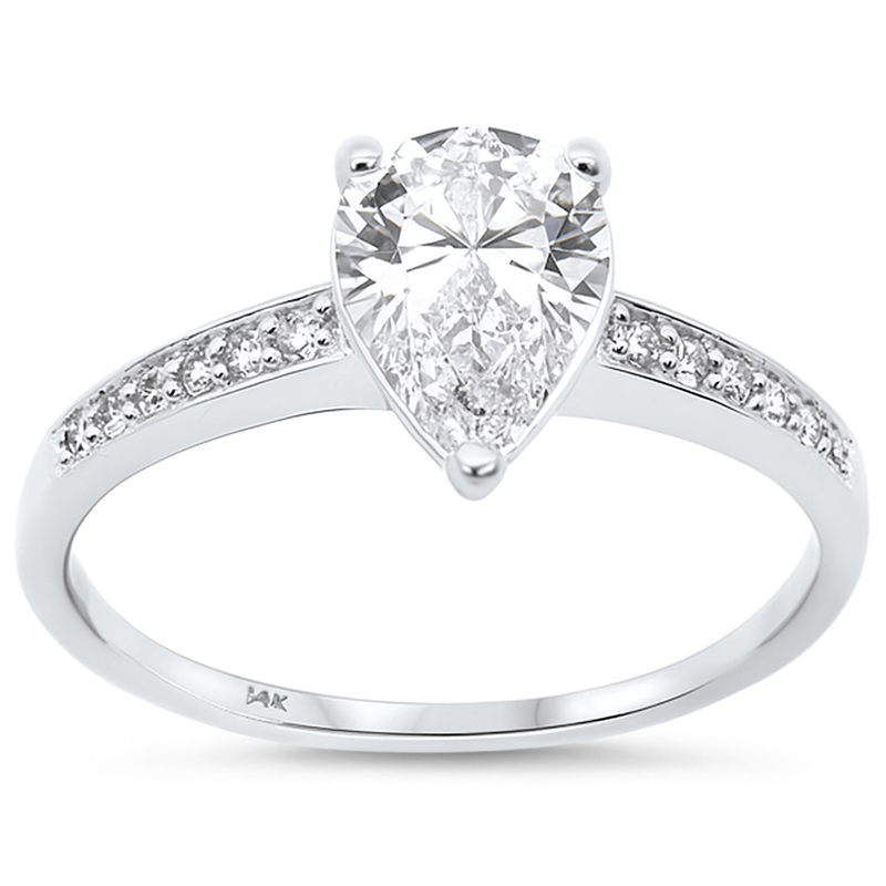 SPECIAL!1.26ct G SI 14K White Gold Pear Diamond Engagement Ring Size 6.5