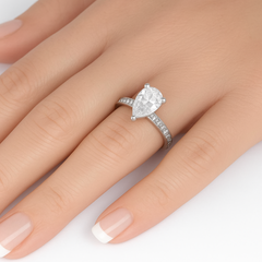 SPECIAL!1.26ct G SI 14K White Gold Pear Diamond Engagement Ring Size 6.5