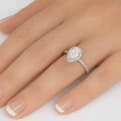 SPECIAL!1.09ct G SI 14K White Gold Pear Diamond Engagement Ring Size 6.5