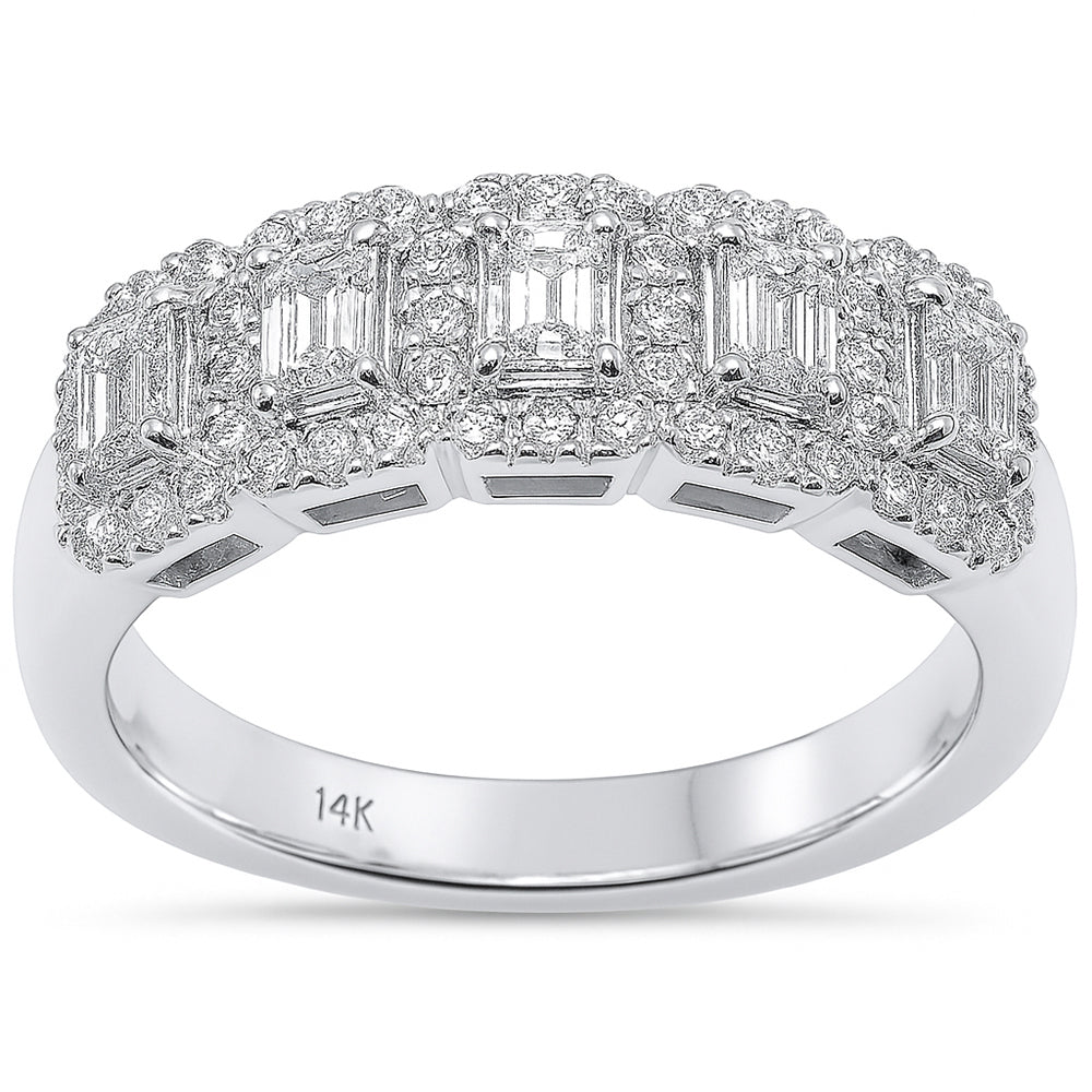 SPECIAL!.93ct G SI 14K White Gold Diamond Emerald Cut Engagement Ring Band Size 6.5