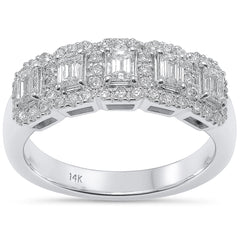 SPECIAL!.93ct G SI 14K White Gold Diamond Emerald Cut Engagement Ring Band Size 6.5