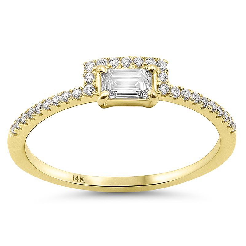 SPECIAL!.38ct G SI 14K Yellow Gold Emerald Cut Diamond Band Ring Size 6.5