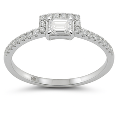 SPECIAL!.27ct, .15ct G SI 14K White Gold  Emerald Cut Diamond Band Ring Size 6.5