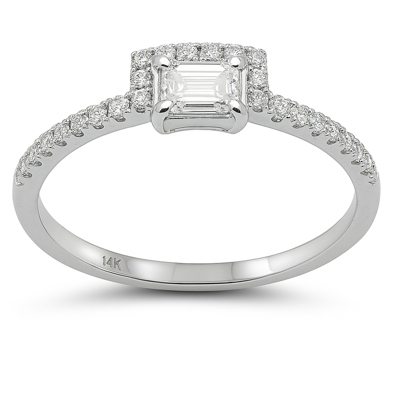 SPECIAL!.27ct, .15ct G SI 14K White Gold  Emerald Cut Diamond Band Ring Size 6.5
