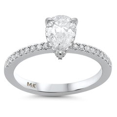 SPECIAL!1.20ct G SI 14K White Gold Pear Cut Diamond Engagement Ring Size 6.5