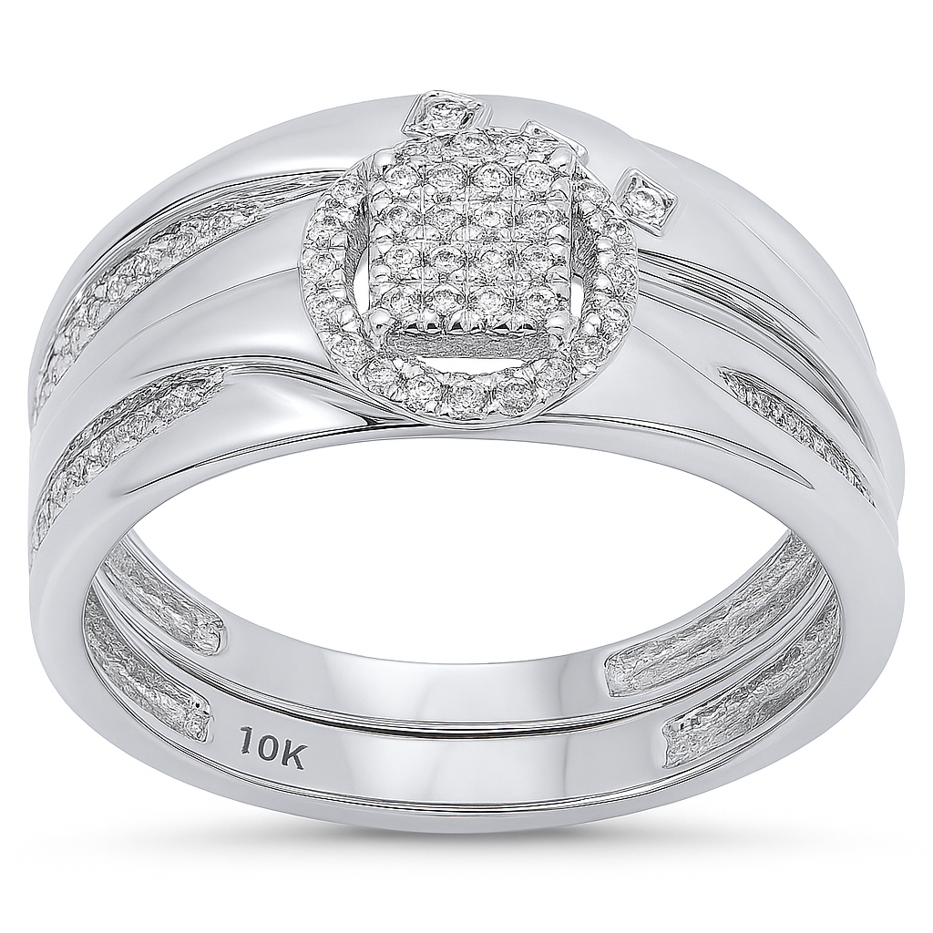 DIAMOND CLOSEOUT!  .19ct G SI 10K White Gold Diamond Engagement Bridal Ring Set Size 6.5