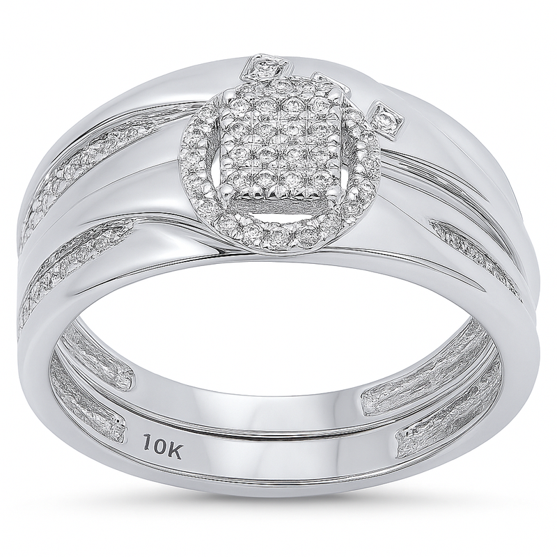 DIAMOND CLOSEOUT!  .19ct G SI 10K White Gold Diamond Engagement Bridal Ring Set Size 6.5