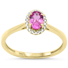 SPECIAL! .66ct G SI 14K Yellow Gold Diamond & Oval Pink Sapphire Gemstone Ring Size 6.5