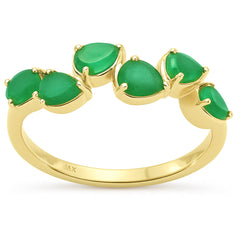 SPECIAL! .88ct G SI 14K Yellow Gold Pear Cut Emerald Gemstone Ring Band Size 6.5