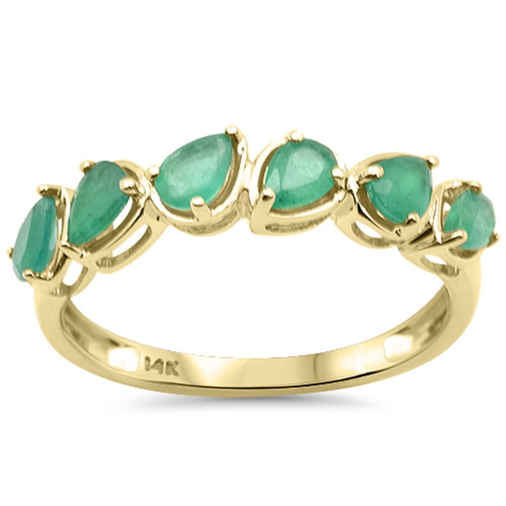 SPECIAL! .92ct G SI 14K Yellow Gold Pear Emerald Gemstone Ring Band Size 6.5