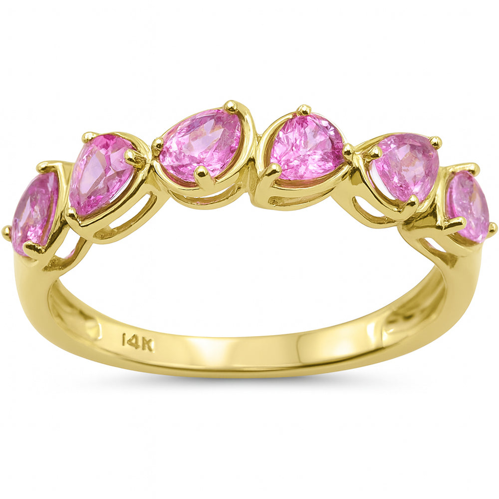 SPECIAL! 1.15ct G SI 14K Yellow Gold Pear Pink Sapphire Gemstone Ring Band Size 6.5