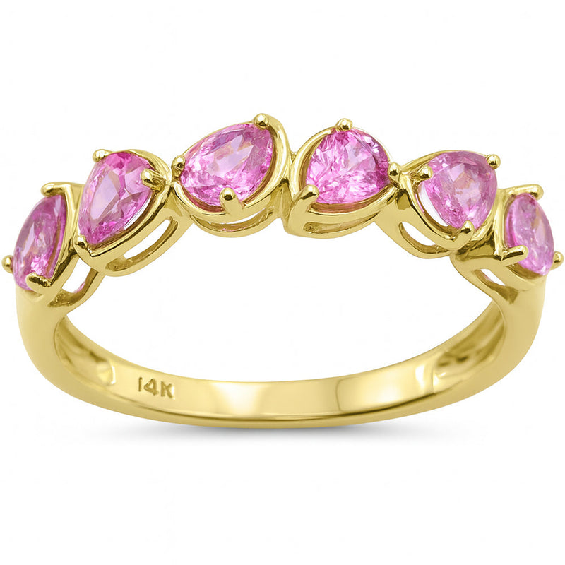 SPECIAL! 1.15ct G SI 14K Yellow Gold Pear Pink Sapphire Gemstone Ring Band Size 6.5