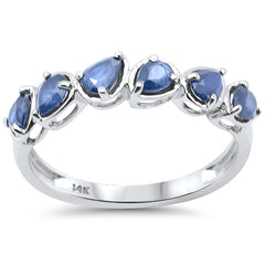 SPECIAL! 1.05ct G SI 14K White Gold Pear Cut Blue Sapphire Gemstone Ring Band Size 6.5