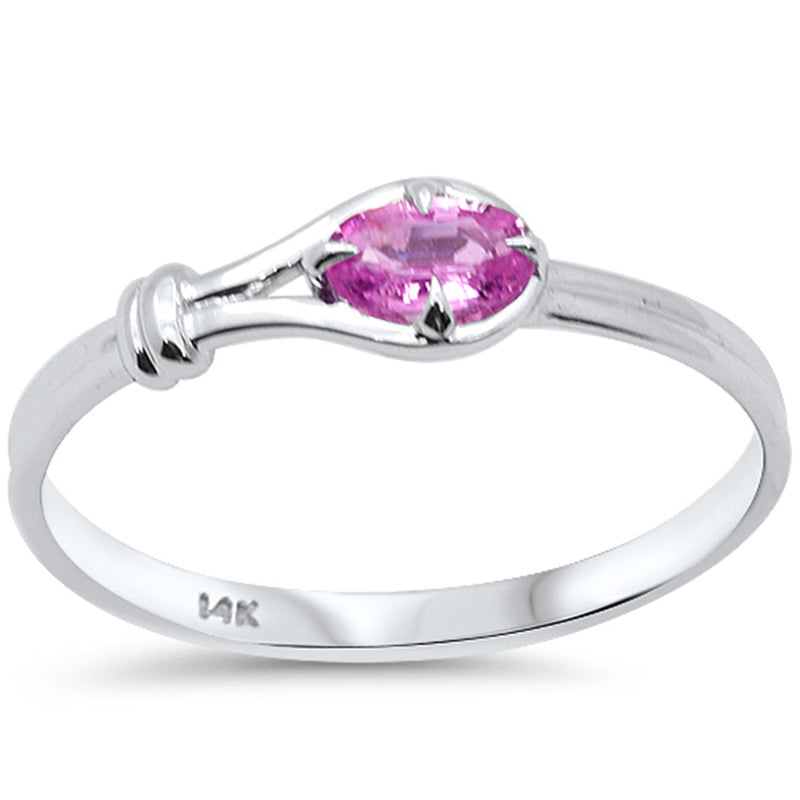 .30ct G SI 14K White Gold Pink Sapphire Gemstone Ring Band Size 6.5