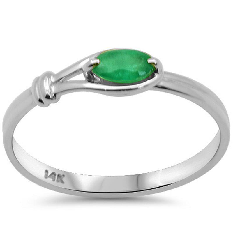 .26ct G SI 14K White Gold Emerald Gemstone Ring Band Size 6.5