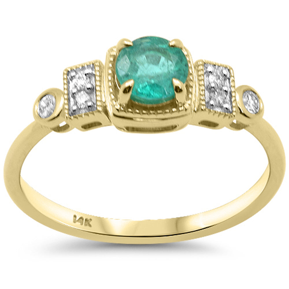 SPECIAL! .58ct G SI 14K Yellow Gold Diamond & Emerald Gemstone Ring Size 6.5