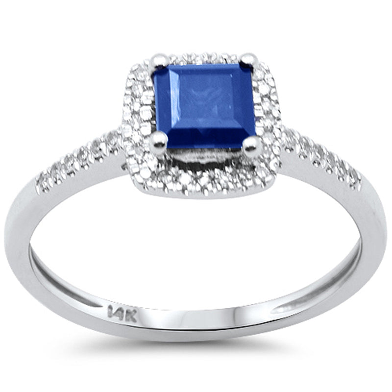 SPECIAL! 1.05ct G SI 14K White Gold Diamond & Blue Sapphire Gemstone Ring Size 6.5