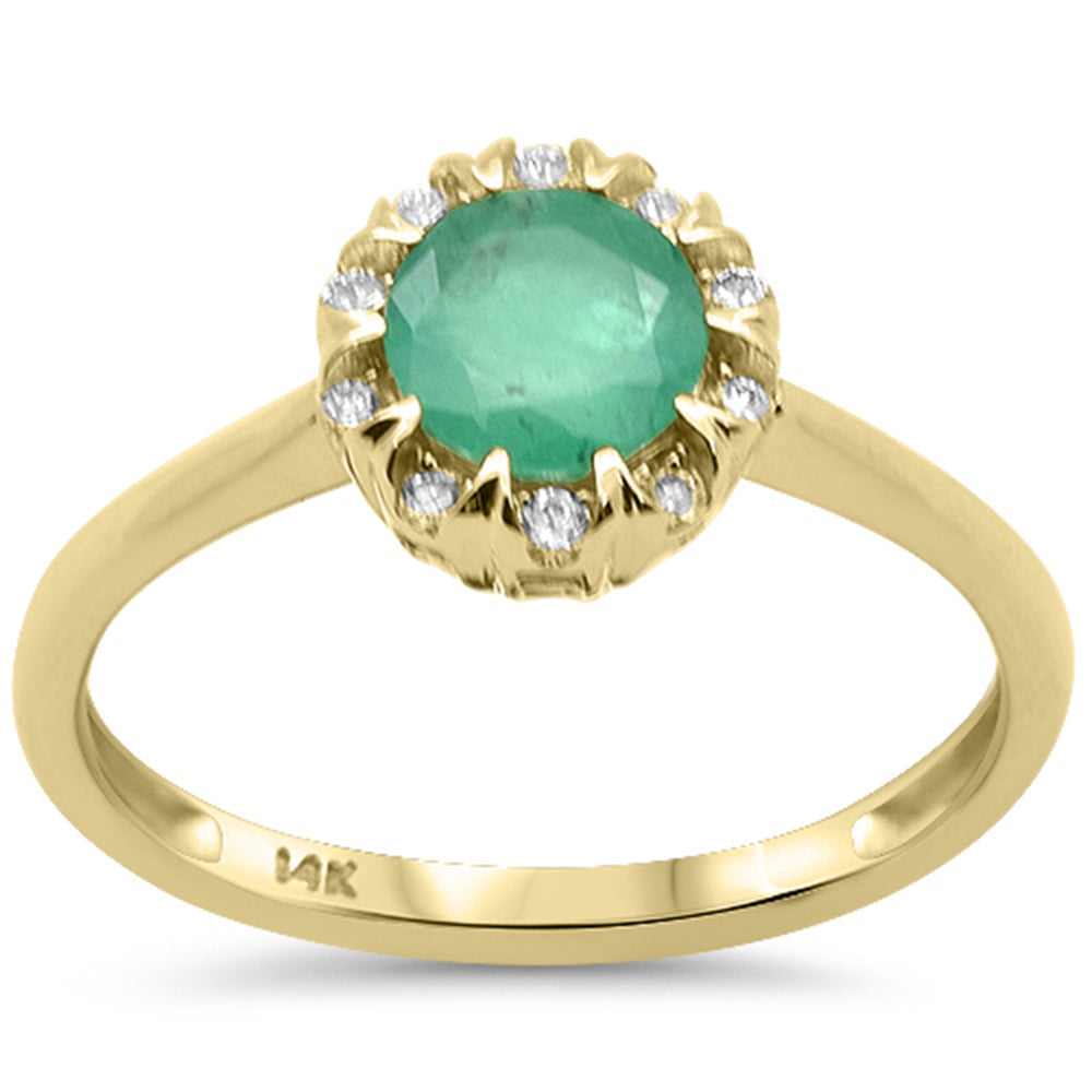 SPECIAL! 1.13ct G SI 14K Yellow Gold Diamond & Emerald Gemstone Ring Size 6.5